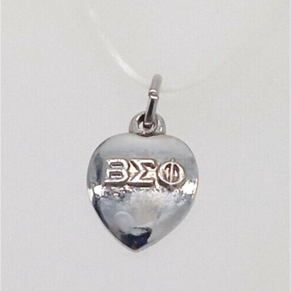 1979 Beta Sigma Phi Balfour Heart Charm Silver Tone College Sorority Vintage